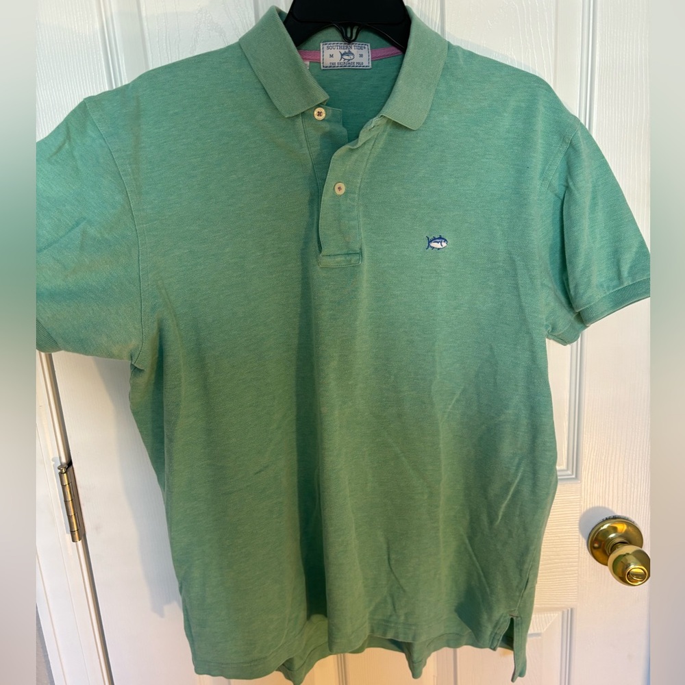 Southern Tide Skipjack Polo in Sea Green Size Medium